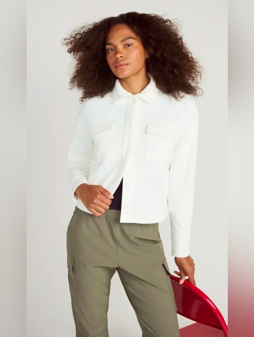Mondetta Warm Stretch Cropped Corduroy Shirt